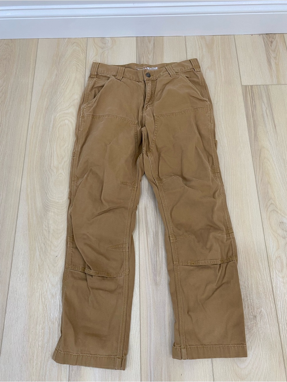 Carhartt Pants Mens 31x30 Beige Double Knee Workwear Canvas BN2802M 6 Pockets